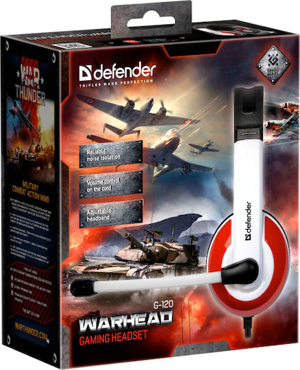 Defender Warhead G-120 Надушници Геймърски слушалки с връзка 2x3,5 мм White/Red