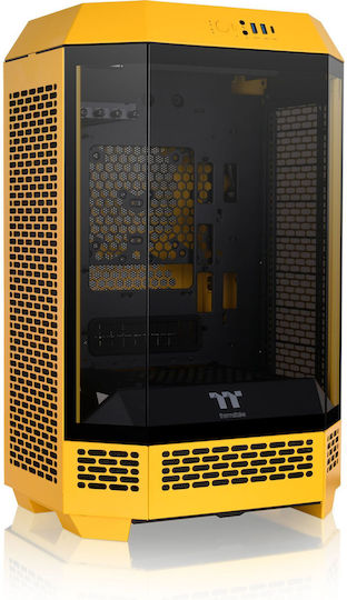 Thermaltake The Tower 300 Gaming Micro Tower Computer Case With Side Window And RGB Lighting Yellow