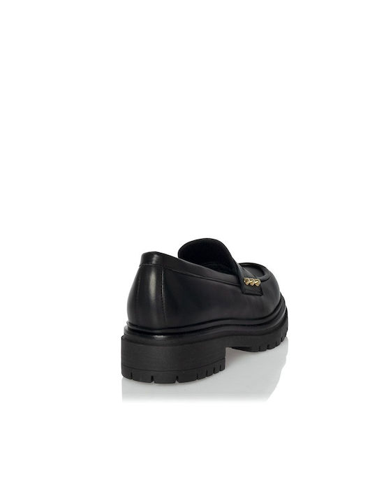 Sante Leather Women's Moccasins in Black Color