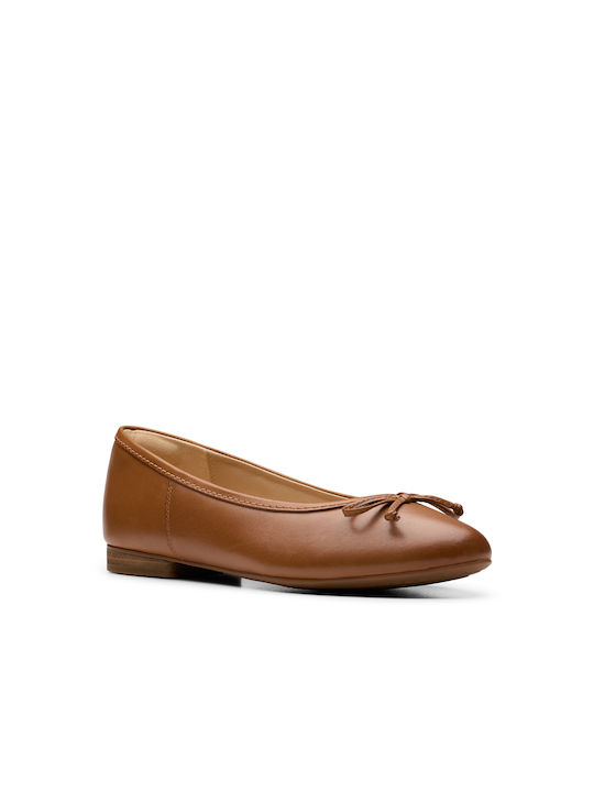 Clarks Lily Δερμάτινες Γυναικείες Μπαλαρίνες σε Ταμπά Χρώμα