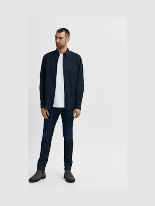 Men's Jeans Pants Elastic with Slim Fit Dark Blue