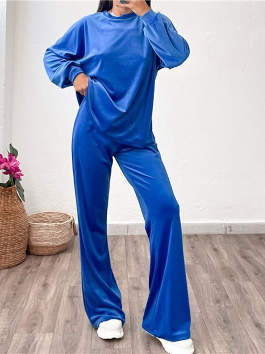 Chica Damen-Sweatpants-Set Blue Samt