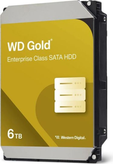 Western Digital Gold 6TB HDD Hard Drive 3.5" SATA III 7200rpm with 256MB Cache for NAS / Server