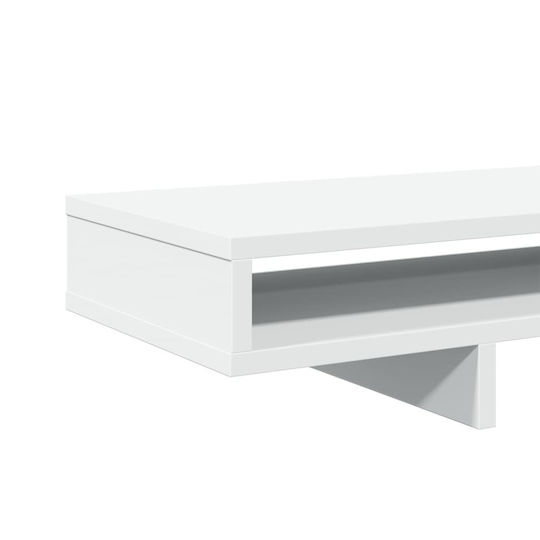 vidaXL Tabletop Suport pentru 2 Monitoare 100x27x15 cm din lemn prelucrat Albă (854751)