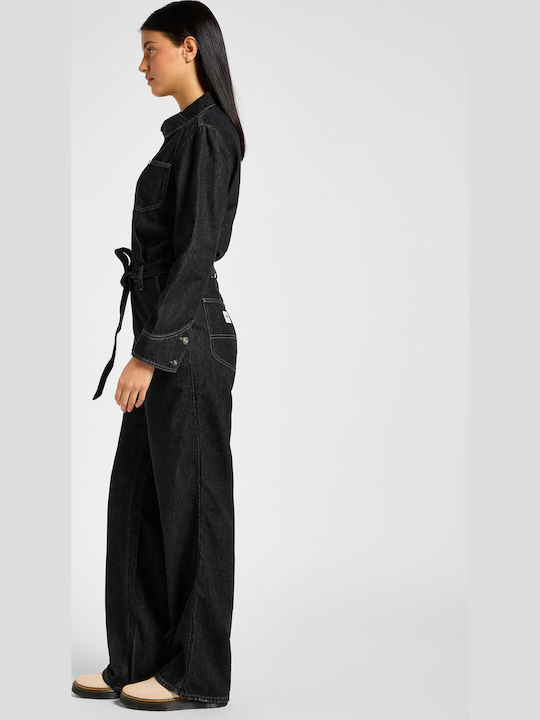 Women's Denim One-piece Suit Black
