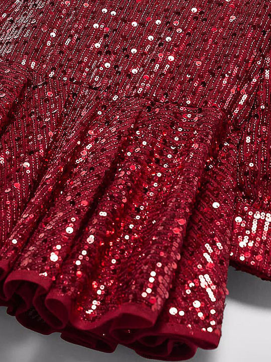 Children's Dress Long Sleeve with Sequins Red