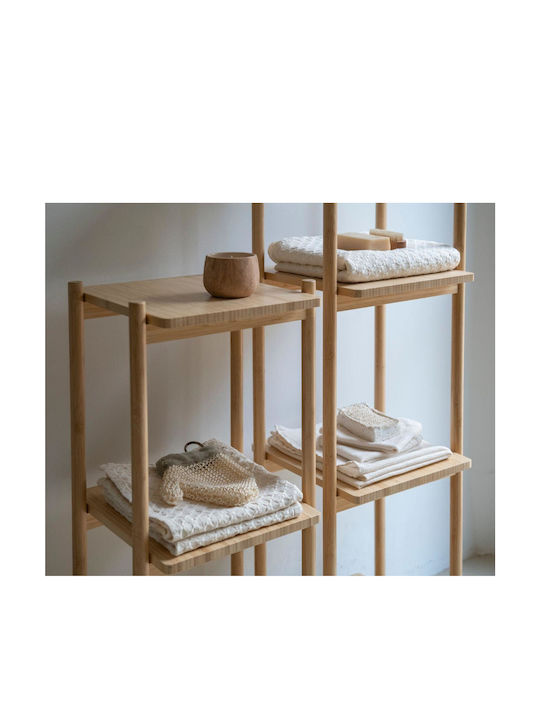 Andrea House Corner Wall Mounted Bathroom Shelf Bamboo 34x35x87cm Beige
