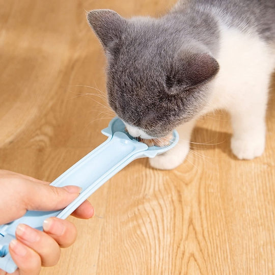 Katzenfütterer Katzenstreifen Quetschfütterungslöffel Haustierfleisch Fleischsnacks Multifunktionaler Löffel Gold