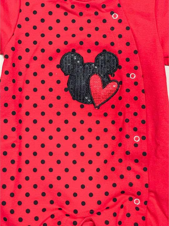Babylonfashion Baby Bodysuit Set Long-Sleeved with Cap Red-Black Polka Dot 3pcs