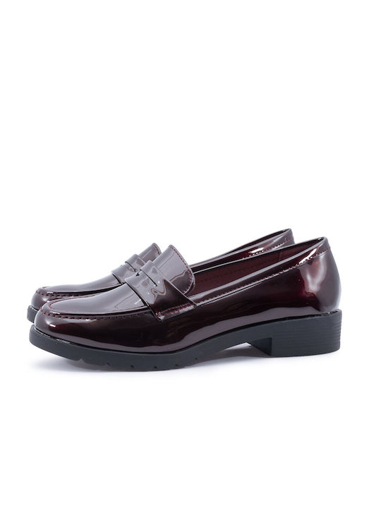 Love4shoes Damen Loafers in Burgundisch Farbe