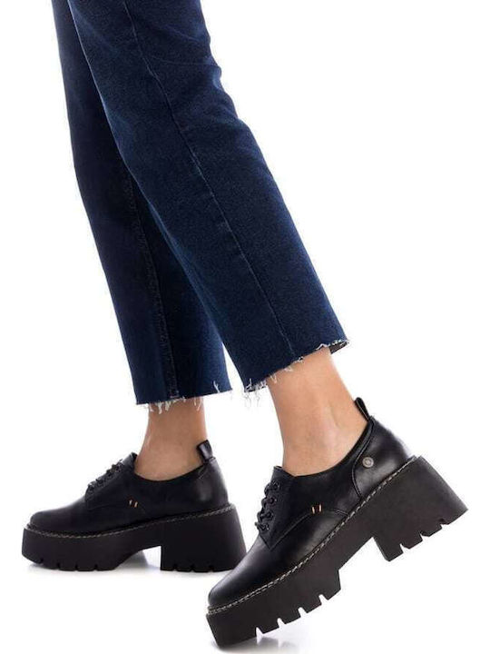 Damen Flatform Oxfords in Schwarz Farbe