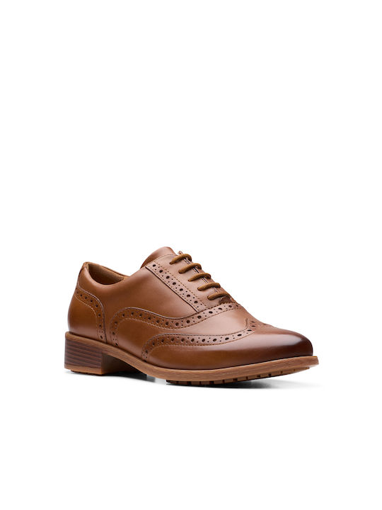 Clarks Leder Damen Oxfords in Tabac Braun Farbe