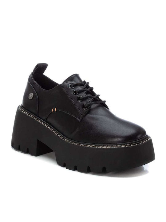 Damen Flatform Oxfords in Schwarz Farbe