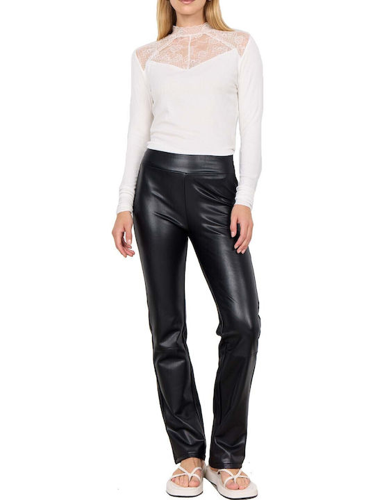 Soya Concept Women's High-waisted Fabric Trousers Slim Fit Black