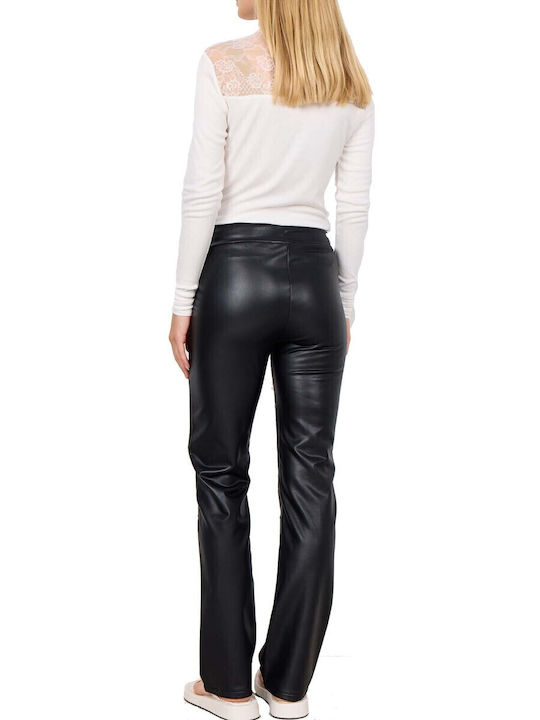 Damen Hoch tailliert Stoff Hose in Schlanker Passform Schwarz