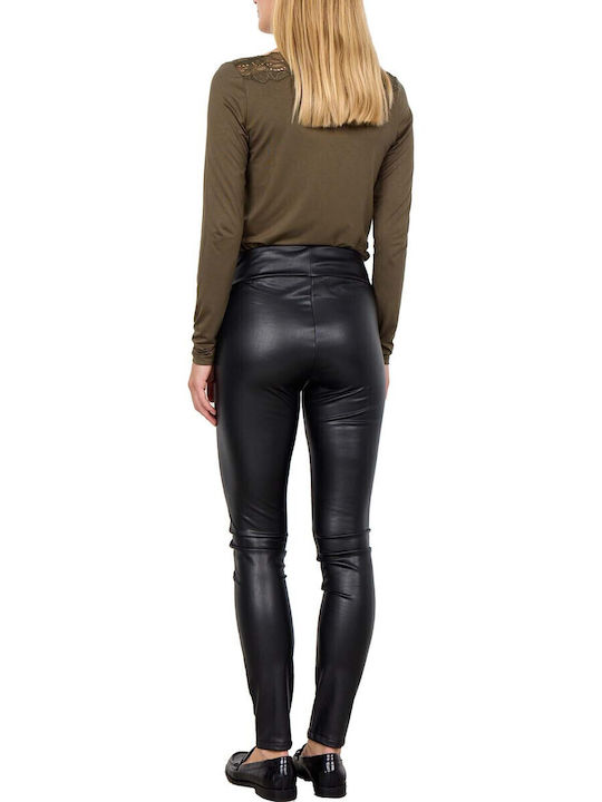 Soya Concept Women's High-waisted Fabric Trousers Slim Fit Black