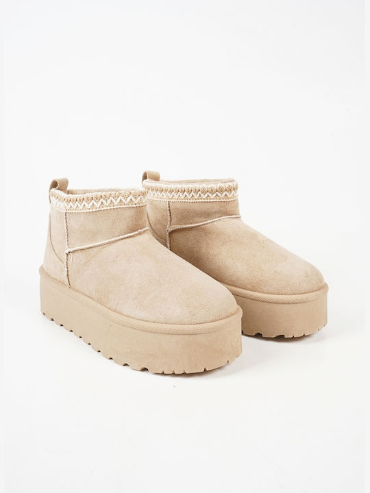 Piazza Shoes Women's Ankle Boots with Fur Beige