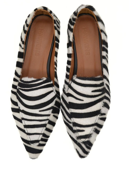 Hawkins Premium Leather White Low Heels Animal Print