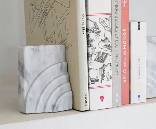 Stone Book End Holder in White Colour 5x14x11cm 2 Pieces