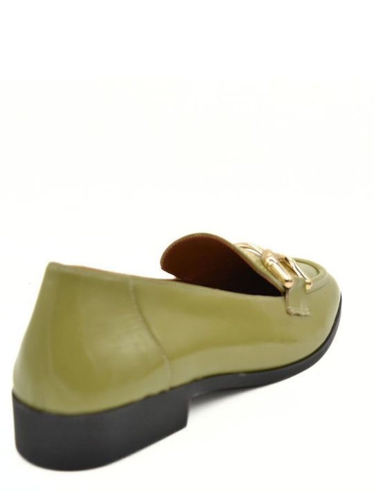 Δερμάτινα Γυναικεία Loafers σε Πράσινο Χρώμα