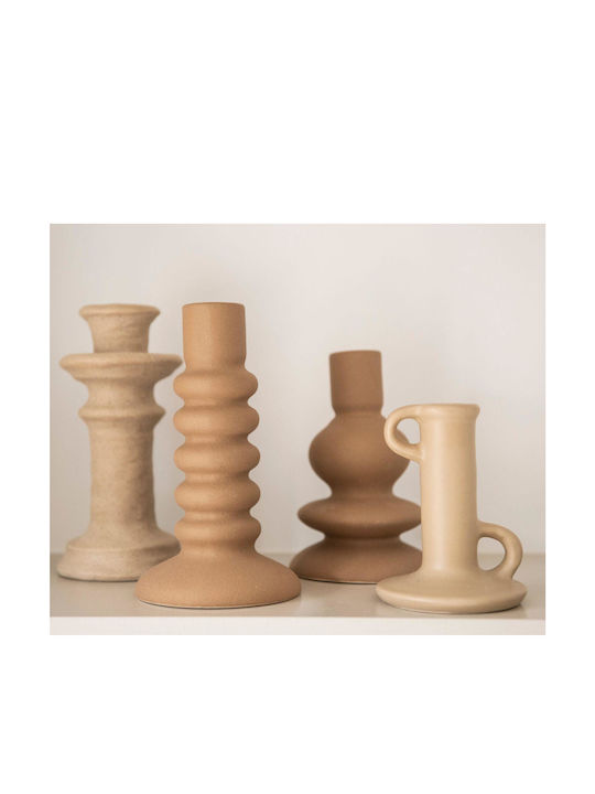 Candle Holder Ah-ax24043 11x18.5cm Brown Andrea House Ceramic