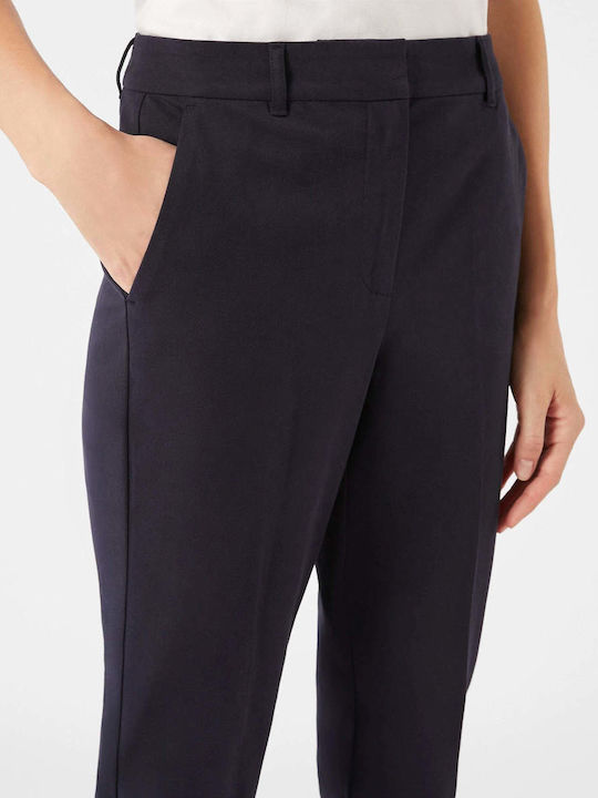 Women's High Waist Fabric Trousers Blue