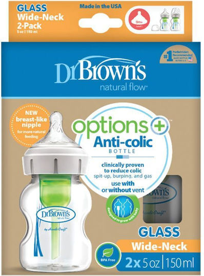 Dr Brown’s Options+ Glass Bottle Set 2 pcs Wide Neck 150ml