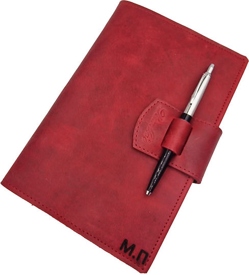 ByLeather Bloc Notes 150 Foi A5 cu Suport pentru Stilou Roșu