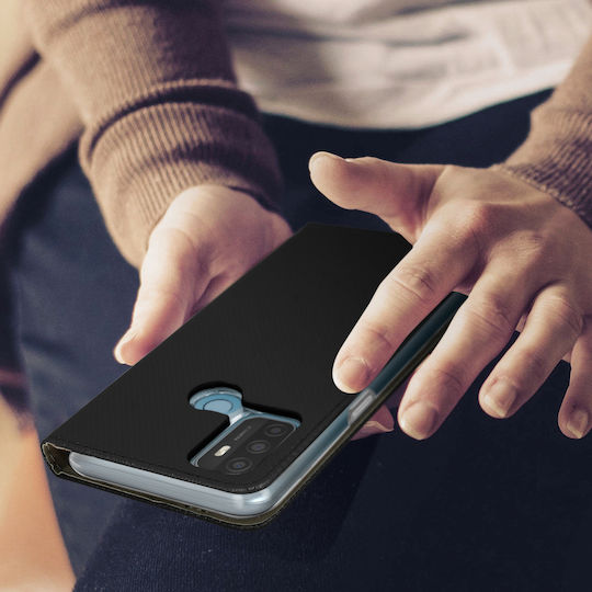 Калъф Folio за Oppo A53 A53s с магнитно покритие, държач за карти и стойка, черен