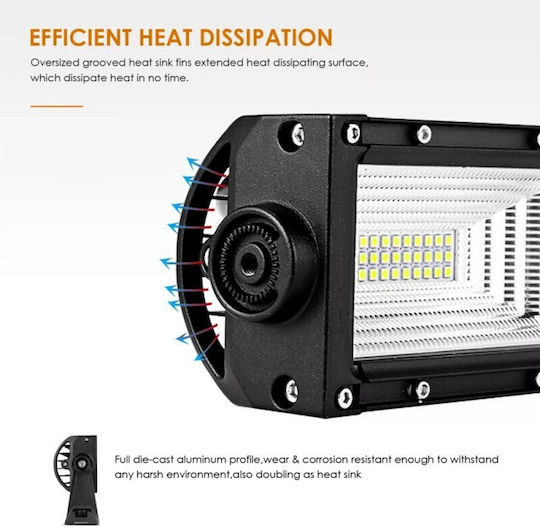 Curved Auto LED Bar 216W LED 3 Rows 12V-24V 15120 Lumens 13.5″/34.2 Cm Combo Beam 12/60 Degree