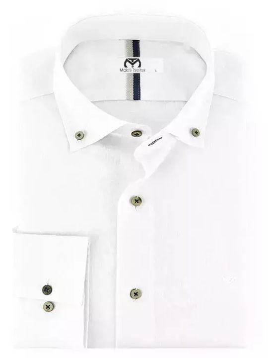 Makis Tselios Fashion Men's Shirt Linen White