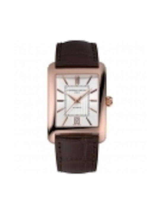 Frederique Constant Classic Carree Uhr mit Braun Lederarmband