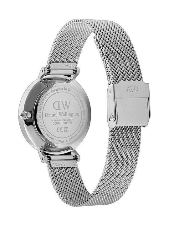Daniel Wellington Petite Γυναικείο Ρολόι 32mm Μπαταρίας με Ασημί Μεταλλικό Μπρασελέ