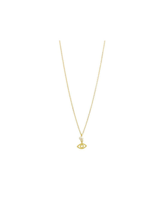 Q-Jewellery Necklace Eye from Gold 14K with Pearls