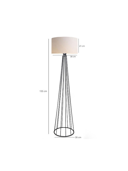 Pakketo Firdo I Floor Lamp H121xW38cm. with Socket for Bulb E27 Black