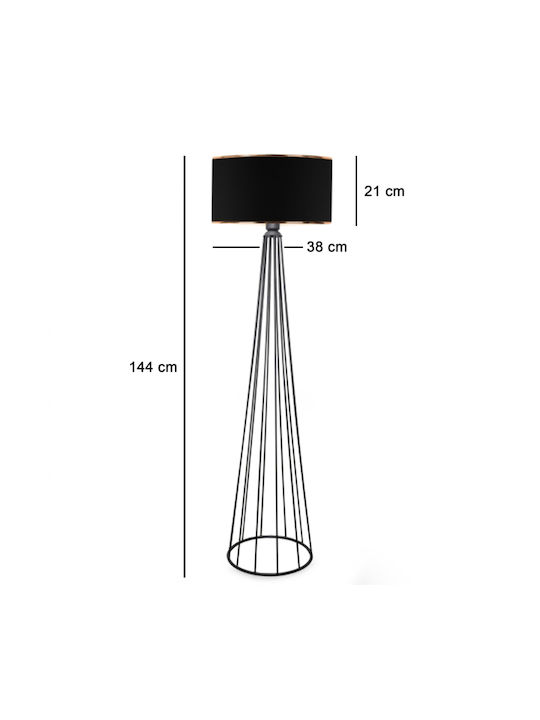 Pakketo Firdo I Floor Lamp H121xW38cm. with Socket for Bulb E27 Black