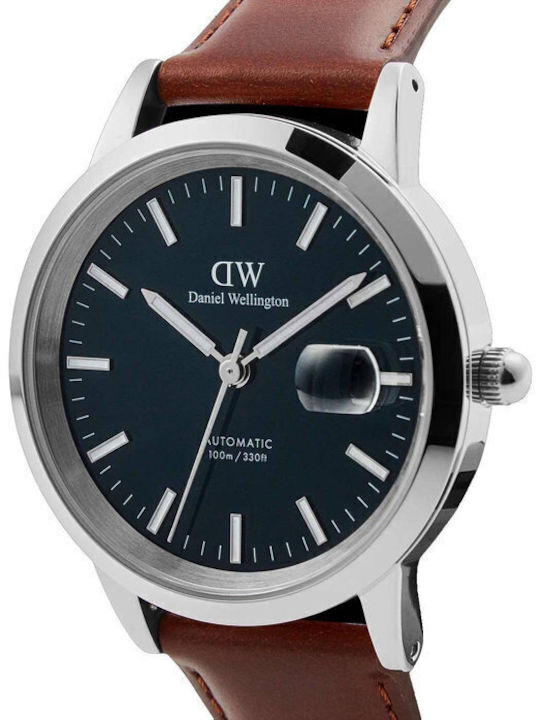 Daniel Wellington Herrenuhr 40mm Automatisch mit Braun Lederarmband