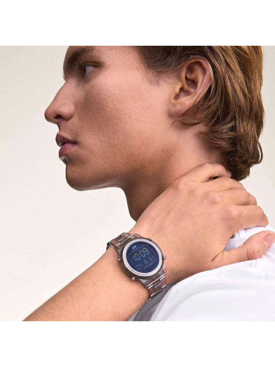 Daniel Wellington Ψηφιακό Ανδρικό Ρολόι 36mm Χρονογράφος Μπαταρίας με Γκρι Καουτσούκ Λουράκι