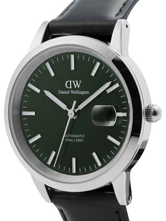 Daniel Wellington Sheffield Ανδρικό Ρολόι 40mm Αυτόματο με Μαύρο Δερμάτινο Λουράκι