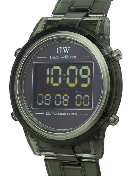 Daniel Wellington Digital Ceas Bărbătesc 42mm Cronograf Baterie cu Verde Curea din Cauciuc