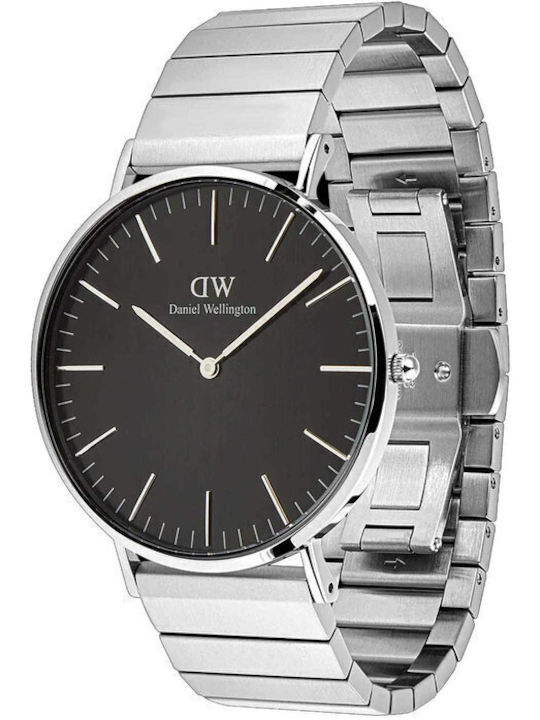 Daniel Wellington Piano Ανδρικό Ρολόι 40mm Μπαταρίας με Ασημί Μεταλλικό Μπρασελέ