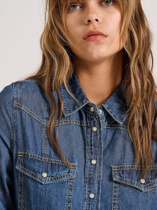 Women's Denim Long Sleeve Shirt Denim