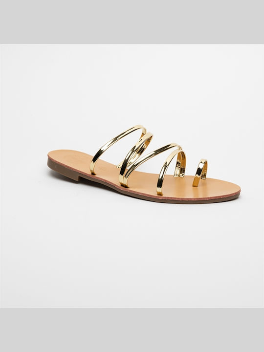 Athenais Women's Flat Sandals in Gold Color