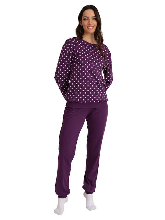 Lydia Creations Winter Damen Pyjama-Set Lila