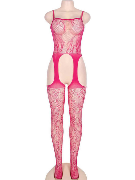 Kinksters Sexy Bodystockings Gittermuster mit Offenem Schritt Rosa