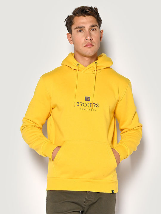 Brokers Jeans Herren Sweatshirt mit Kapuze Yellow