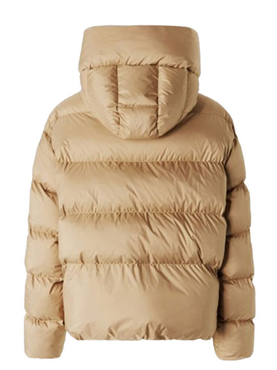 Pinko Women's Short Lifestyle Jacket for Winter Beige/terra Di Toscana