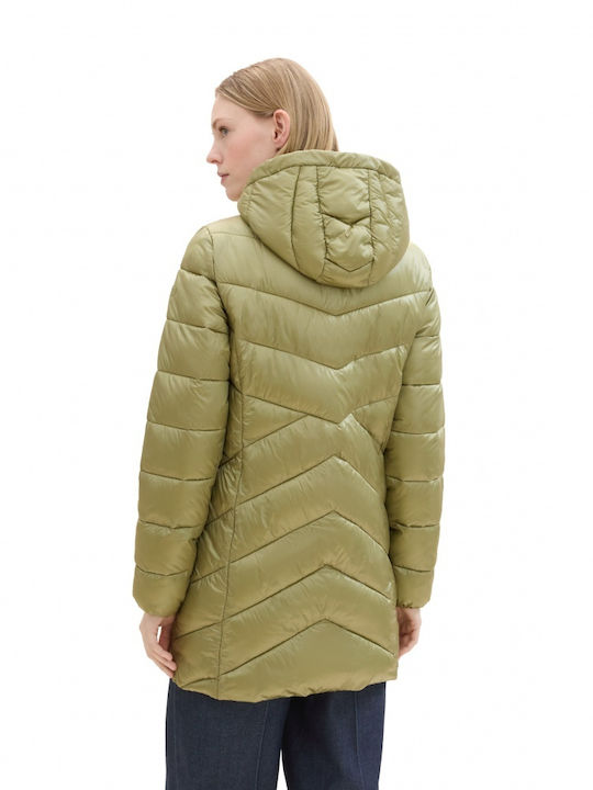 Tom Tailor Women's Short Puffer Jacket for Winter Oil Green