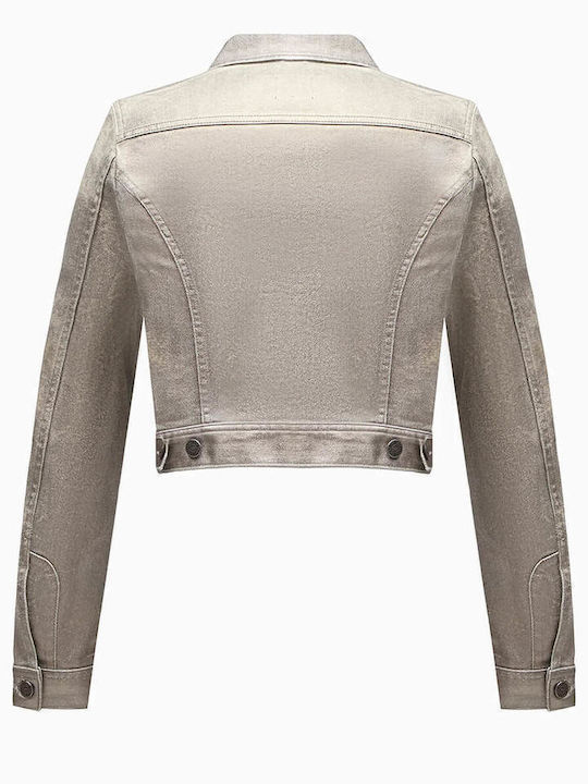 Diesel Women's Short Jean Jacket for Spring or Autumn Metallic