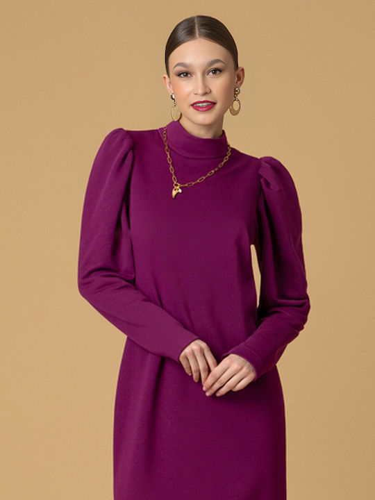 Moutaki Midi Kleid Rollkragen purple